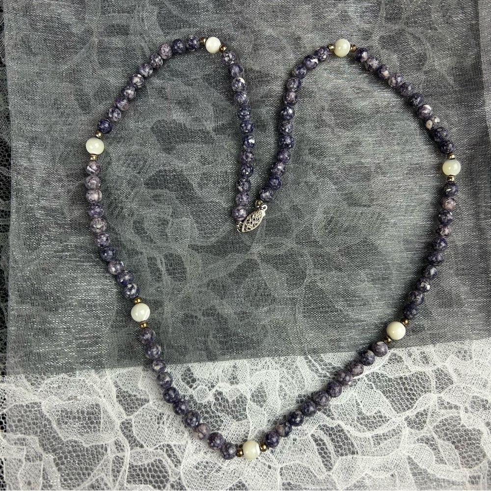 Vintage Tiffany Stone Beaded Utah Stone/Rare Healing Necklace Sterling Silver - Picture 3 of 16